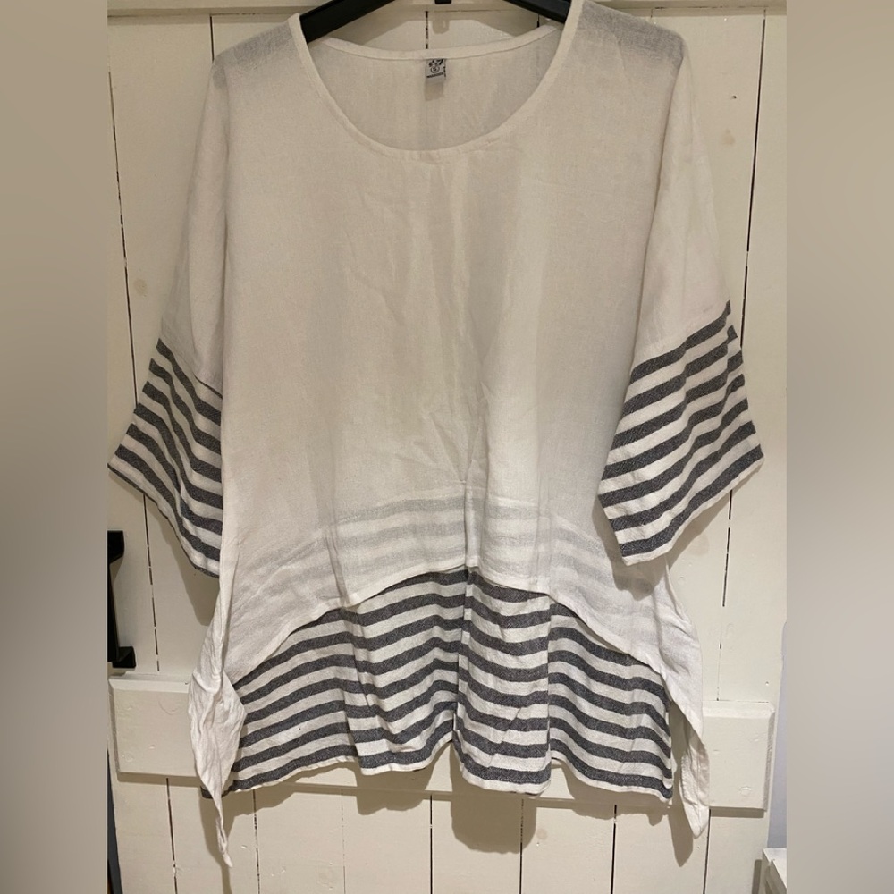 Women’s Summer Unique cut Blouse with Stripe details S
